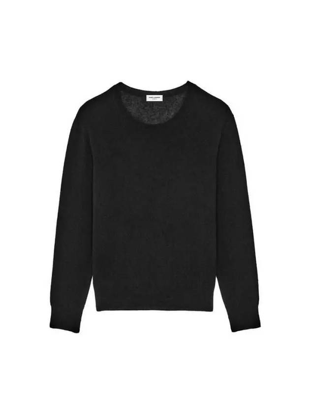 Crew Neck Cashmere Silk Knit Top Black - SAINT LAURENT - BALAAN 2