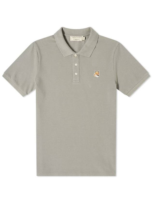 Fox Head Patch Short Sleeve Cotton Polo Shirt Dark Grey - MAISON KITSUNE - BALAAN 1