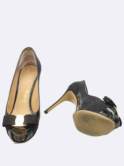 Ferragamo Black Color Patent Leather Vara Open Toe Women s High Heels - SALVATORE FERRAGAMO - BALAAN 2