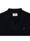 Small Heart Long Sleeve Polo Shirt Black - AMI - BALAAN 4