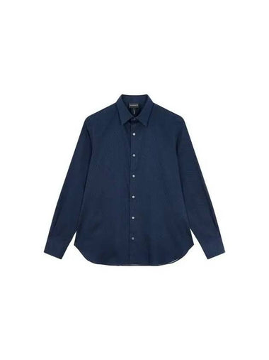 Men s Patterned Regular Fit Stretch Shirt Navy 271022 - EMPORIO ARMANI - BALAAN 1