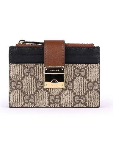 GG Supreme Padlock Card Wallet Beige Ebony - GUCCI - BALAAN 1