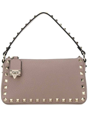 Rockstud Leather Shoulder Bag Pink - VALENTINO - BALAAN 1