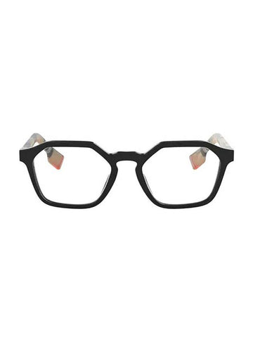 Eyewear Striped Temple Geometric Horn-rimmed Glasses Black - BURBERRY - BALAAN.