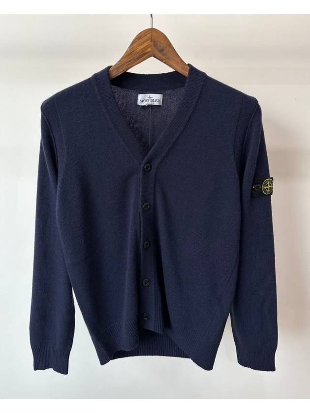 Kids Wappen Patch V-Neck Knit Cardigan Navy - STONE ISLAND - BALAAN 3