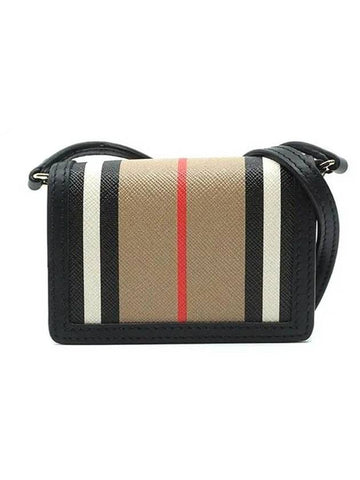 Jessie Striped Mini Card Wallet Beige Black - BURBERRY - BALAAN 1