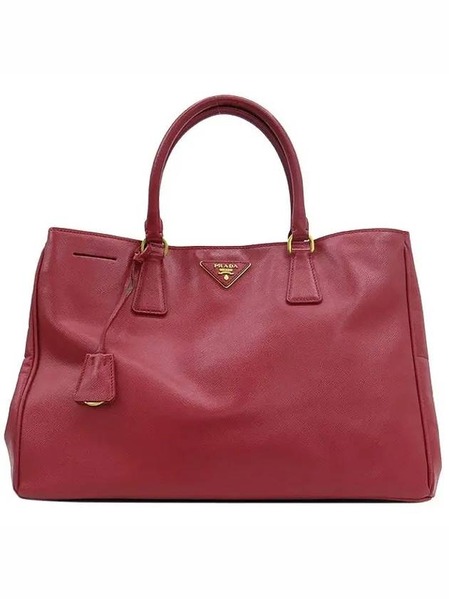 BN1844 Pink Saffiano Lux Tote Bag with Gold Logo Decoration - PRADA - BALAAN 2