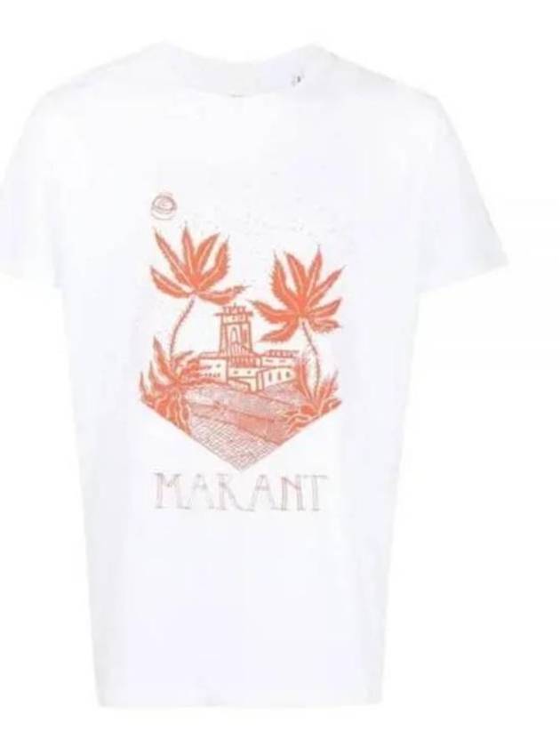 Men's Zafferh Printed Cotton Short Sleeve T-Shirt White - ISABEL MARANT - BALAAN 2