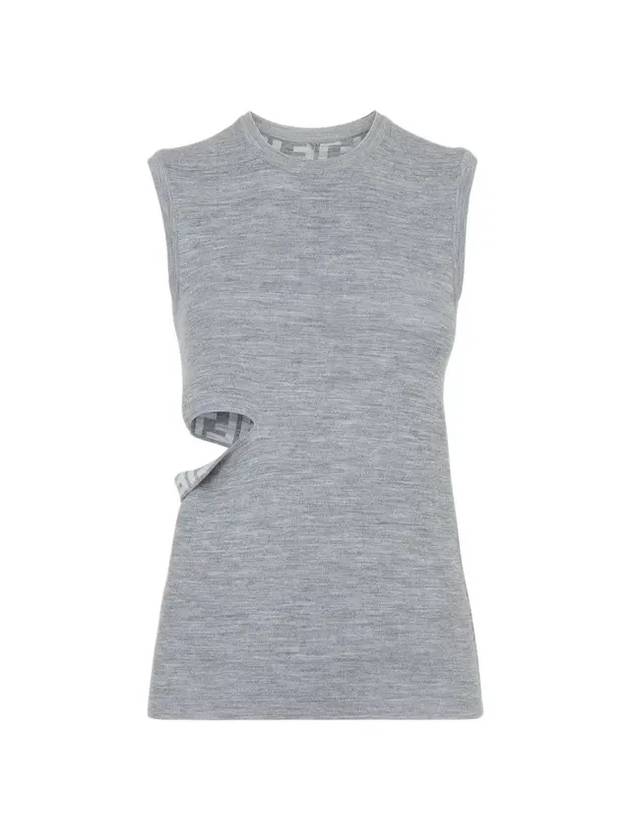 Cutout Reversible Wool Sleeveless Grey - FENDI - BALAAN 1