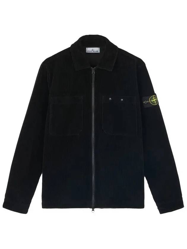 Organic Cotton Corduroy Zip-Up Jacket Black - STONE ISLAND - BALAAN 3