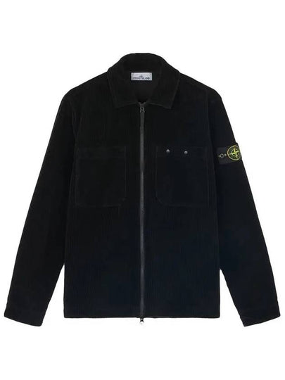 Organic Cotton Corduroy Zip-Up Jacket Black - STONE ISLAND - BALAAN 2