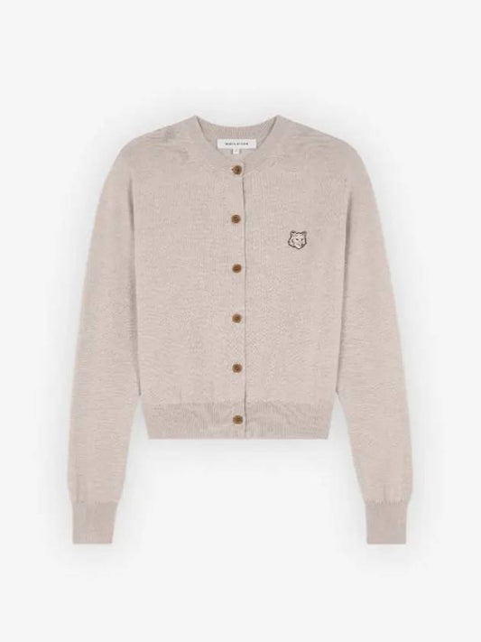 Bold Fox Head Patch Regular Cardigan Beige Melange - MAISON KITSUNE - BALAAN 2