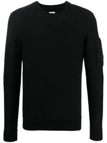 Lens Detail Crew Neck Knit Top Black - CP COMPANY - BALAAN 1