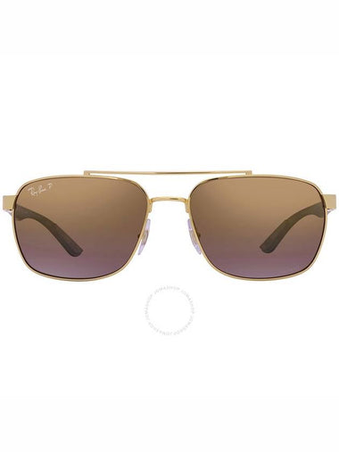 Ray Ban Polarized Purple Mirrored Gold Gradient Rectangular Men's Sunglasses RB3701 001/6B 59 - RAY-BAN - BALAAN 1