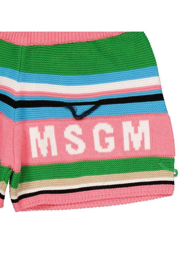 MSGM Girls Stripe Logo Distressed Knit Shorts, Size 10 - MSGM - BALAAN 3