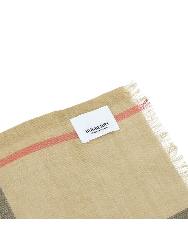 Check Wool Silk Scarf Beige - BURBERRY - BALAAN 7