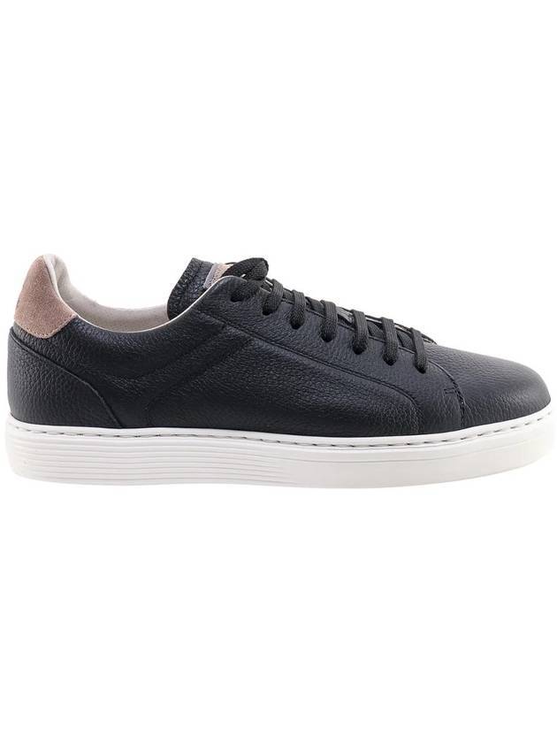 Logo Leather Low Top Sneakers Black - BRUNELLO CUCINELLI - BALAAN 1