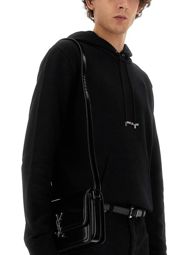 Men's Chest Small Logo Hoodie Black - SAINT LAURENT - BALAAN 5