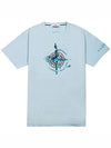 Marble One Logo Print Short Sleeve T-Shirt Sky Blue - STONE ISLAND - BALAAN 2