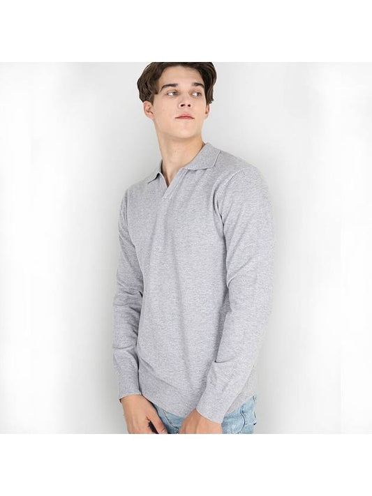 Traverto basic open collar knit GRAY - GOLD PERCENT - BALAAN 2