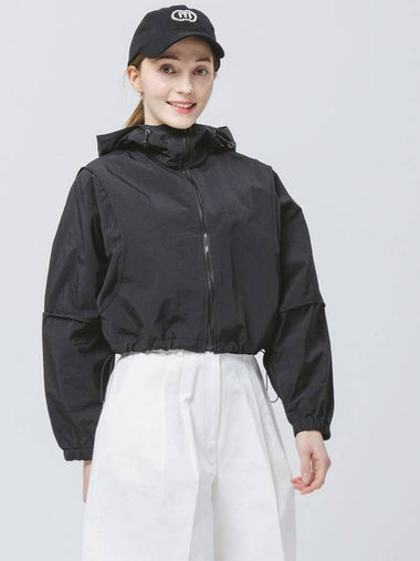 Golf Hooded Anorak Crop String Black Wind Jumper DO2232WB01 - DOYOUKNOWMC GOLF WEAR - BALAAN 1