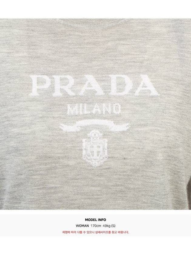 Women's Logo Cashmere Knit Top Grey - PRADA - BALAAN 9