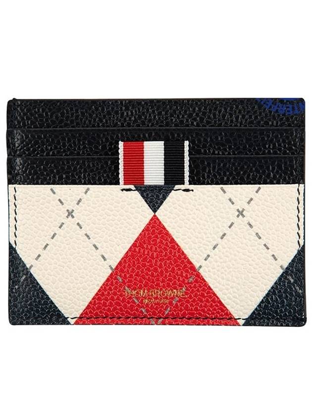 Argyle Pattern Three Stripe Tab Leather Card Wallet - THOM BROWNE - BALAAN 2