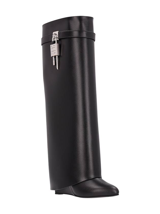 SHARK LOCK WIDE LEATHER BOOTS - GIVENCHY - BALAAN 4