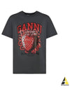 Strawberry Short Sleeve T-Shirt Ash Grey - GANNI - BALAAN 2