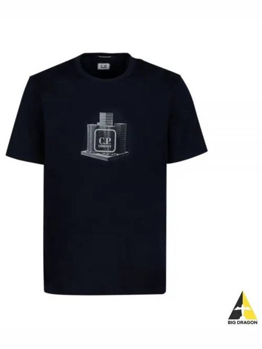 Metropolis Logo Graphic Short Sleeve T-Shirt Navy - CP COMPANY - BALAAN 2