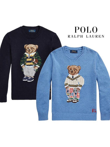 Women Unisex Bear Bear Stars and Stripes Knit Sweater L XL - POLO RALPH LAUREN - BALAAN 1