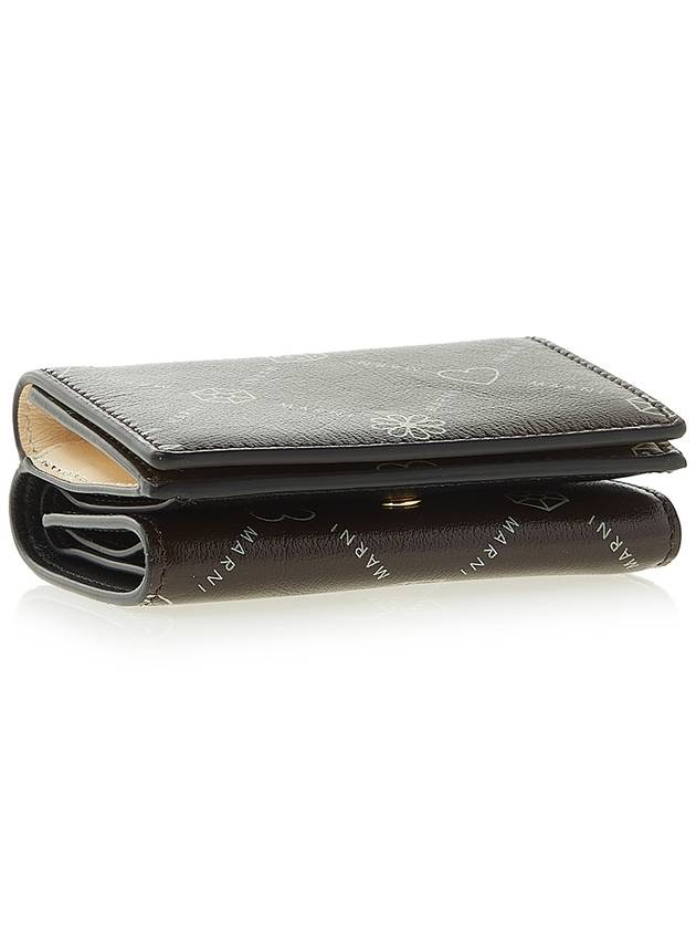 Graphic Logo Calf Leather Half Wallet Brown - MARNI - BALAAN 6