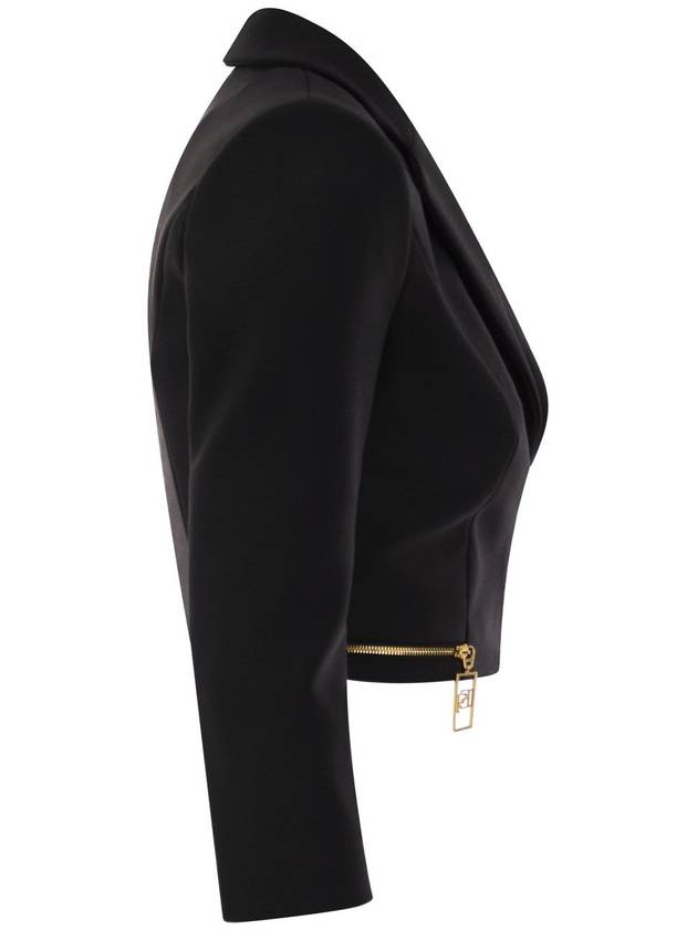 Stretch crepe cropped jacket with zip - ELISABETTA FRANCHI - BALAAN 3