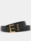 Monogram Buckle Leather Belt Black - SAINT LAURENT - BALAAN 3