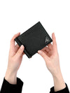 Saffiano Leather Triangle Logo Half Wallet Black - PRADA - BALAAN 2