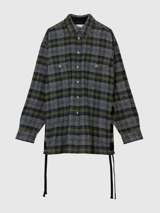 Gray Laced Tweed Oversized Shirt jacket - FAITH CONNEXION - BALAAN 1