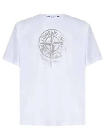 Logo printing round short sleeve t shirt white men s 270398 - STONE ISLAND - BALAAN 1