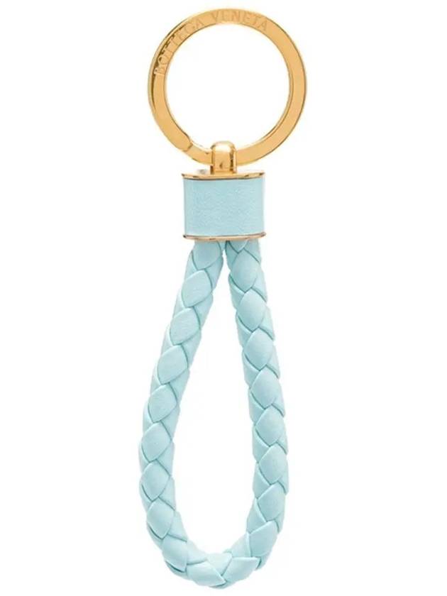 Intrecciato Lambskin Key Holder Light Blue - BOTTEGA VENETA - BALAAN 2