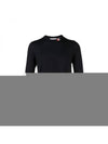 Intarsia Stitch Crew Neck Merino Wool Knit Top Navy - THOM BROWNE - BALAAN 2