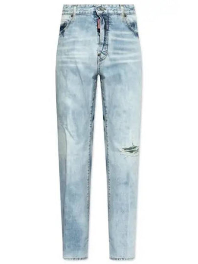 Distressed Straight Jeans Light Blue - DSQUARED2 - BALAAN 2