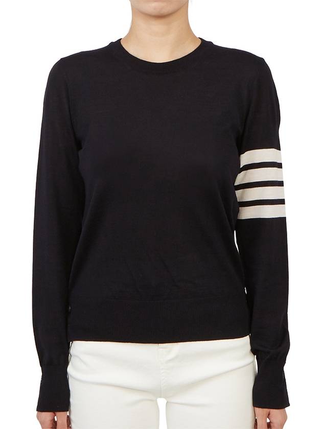 4-Bar Merino Jumper Wool Knit Top Navy - THOM BROWNE - BALAAN 2