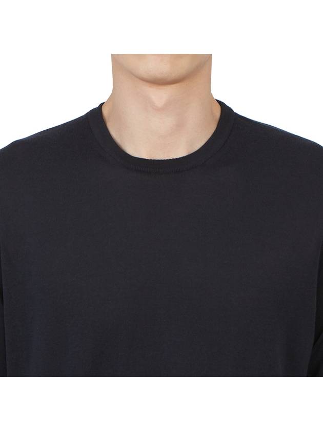 Men's Crew Neck Cotton Knit Top Navy - DRUMOHR - BALAAN 7