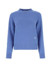 Embroidered Logo Crew Neck Wool Knit Top Blue - SPORTY & RICH - BALAAN 1