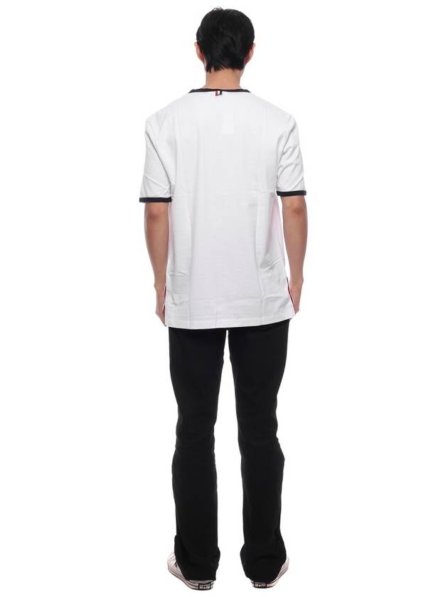 Ringer Medium Weight Jersey Short Sleeve T-Shirt White - THOM BROWNE - BALAAN 6