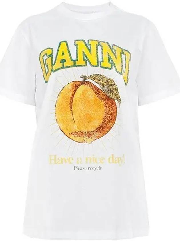 Women's Relaxed Peach Print Short Sleeve T-Shirt White - GANNI - BALAAN 2