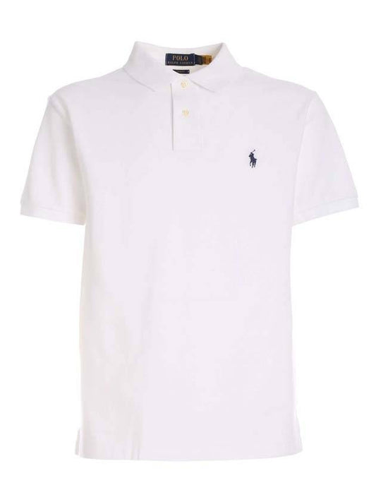 Logo Slim Fit Short Sleeve Polo Shirt White - POLO RALPH LAUREN - BALAAN 1