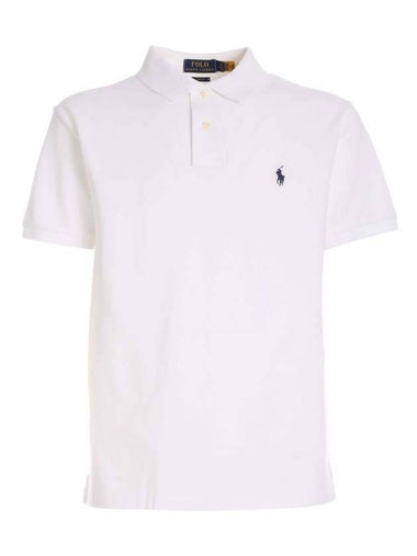 Logo Slim Fit Short Sleeve Polo Shirt White - POLO RALPH LAUREN - BALAAN 1