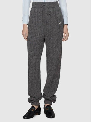 GG point gray cashmere knit jogger pants 681170 - GUCCI - BALAAN 1