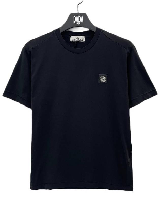 Logo Patch Cotton Short Sleeve T-Shirt Black - STONE ISLAND - BALAAN 2