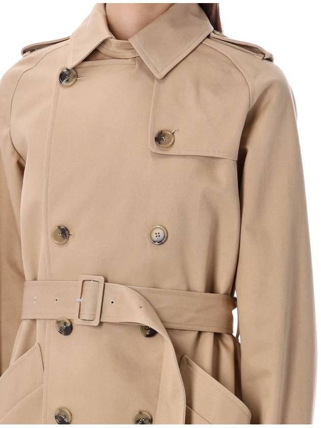 Greta Double Breasted Cotton Trench Coat Beige - A.P.C. - BALAAN 4